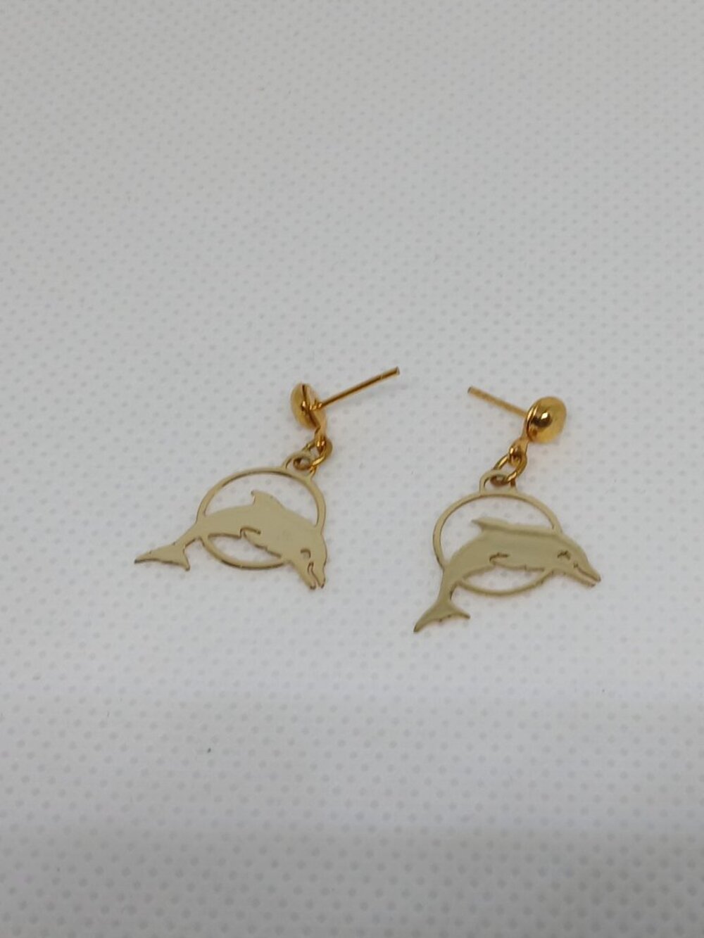 Gold Tone Dolphin Metal Stud Earrings Fashion Costume Jewelry #103